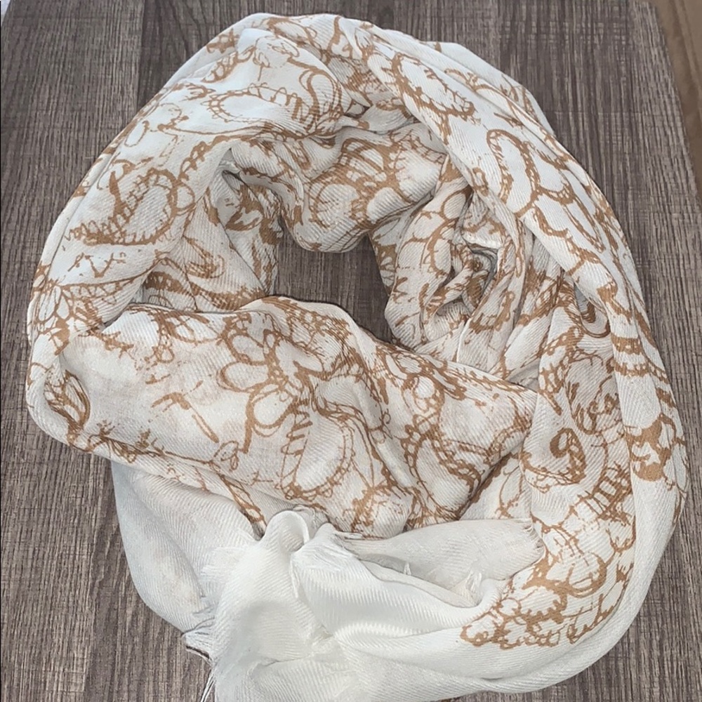 Tan and White Fashion Scarf